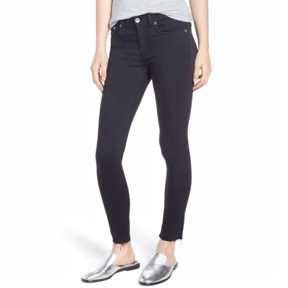 rag & bone Denim - Rag & Bone Black Ankle Skinny Jeans Raw Hem 32R